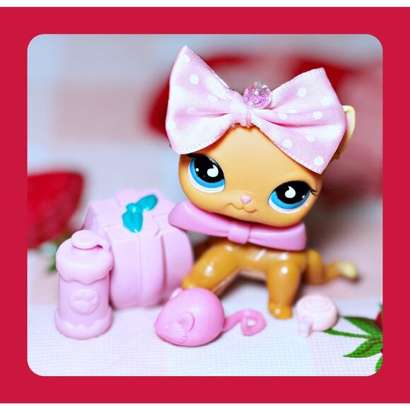 Authentic LPS Littlest Pet Shop No # Puzzle Shorthair Cat Blue Teardrop Eyes - Picture 3 of 12